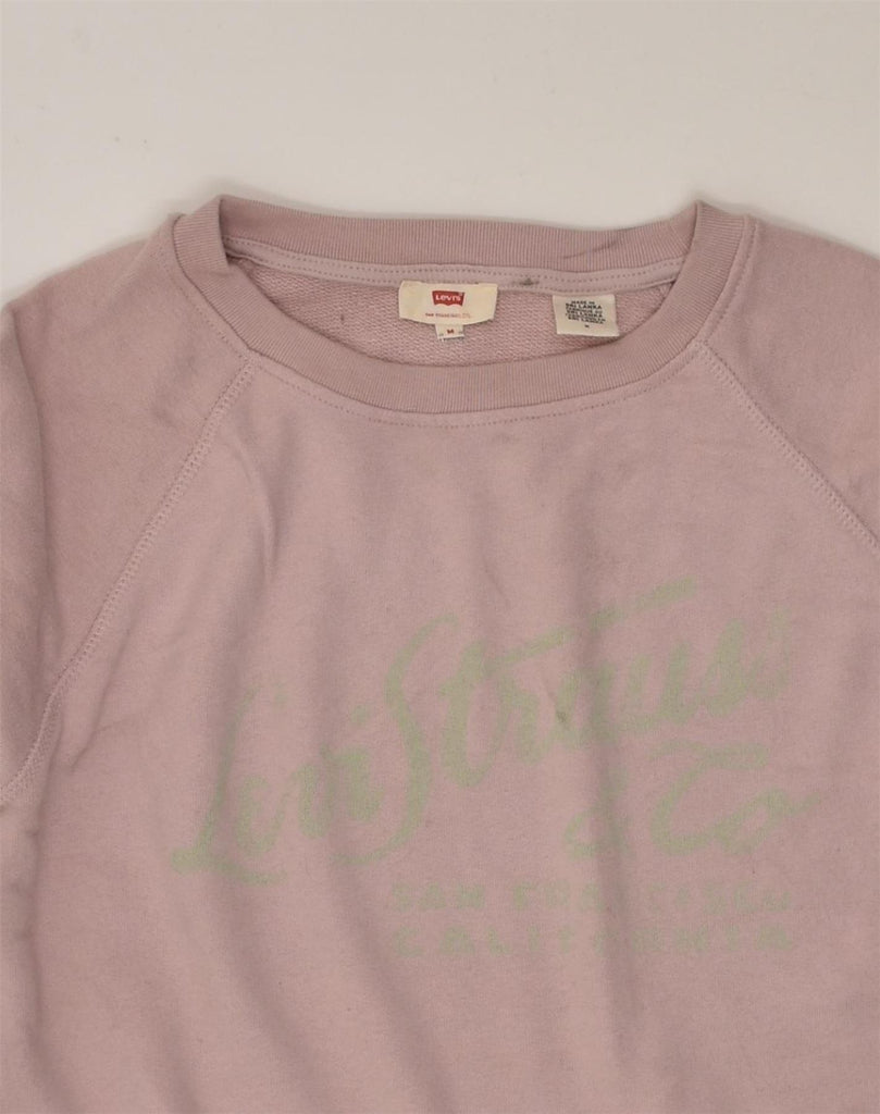 LEVI'S Womens Graphic Sweatshirt Jumper UK 14 Medium Pink Cotton | Vintage Levi's | Thrift | Second-Hand Levi's | Used Clothing | Messina Hembry 