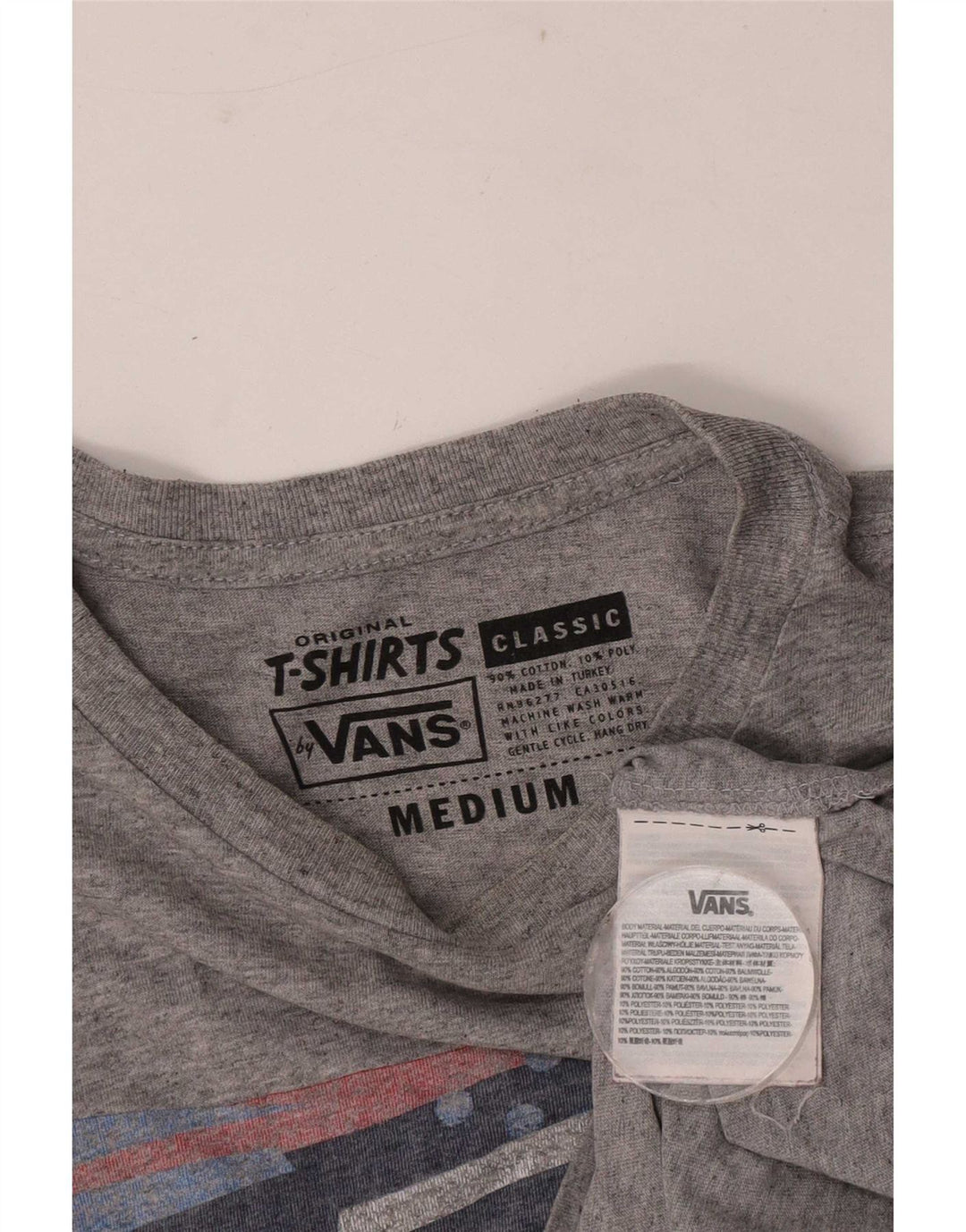 Vans Mens Graphic T-Shirt Top Medium Grey Cotton