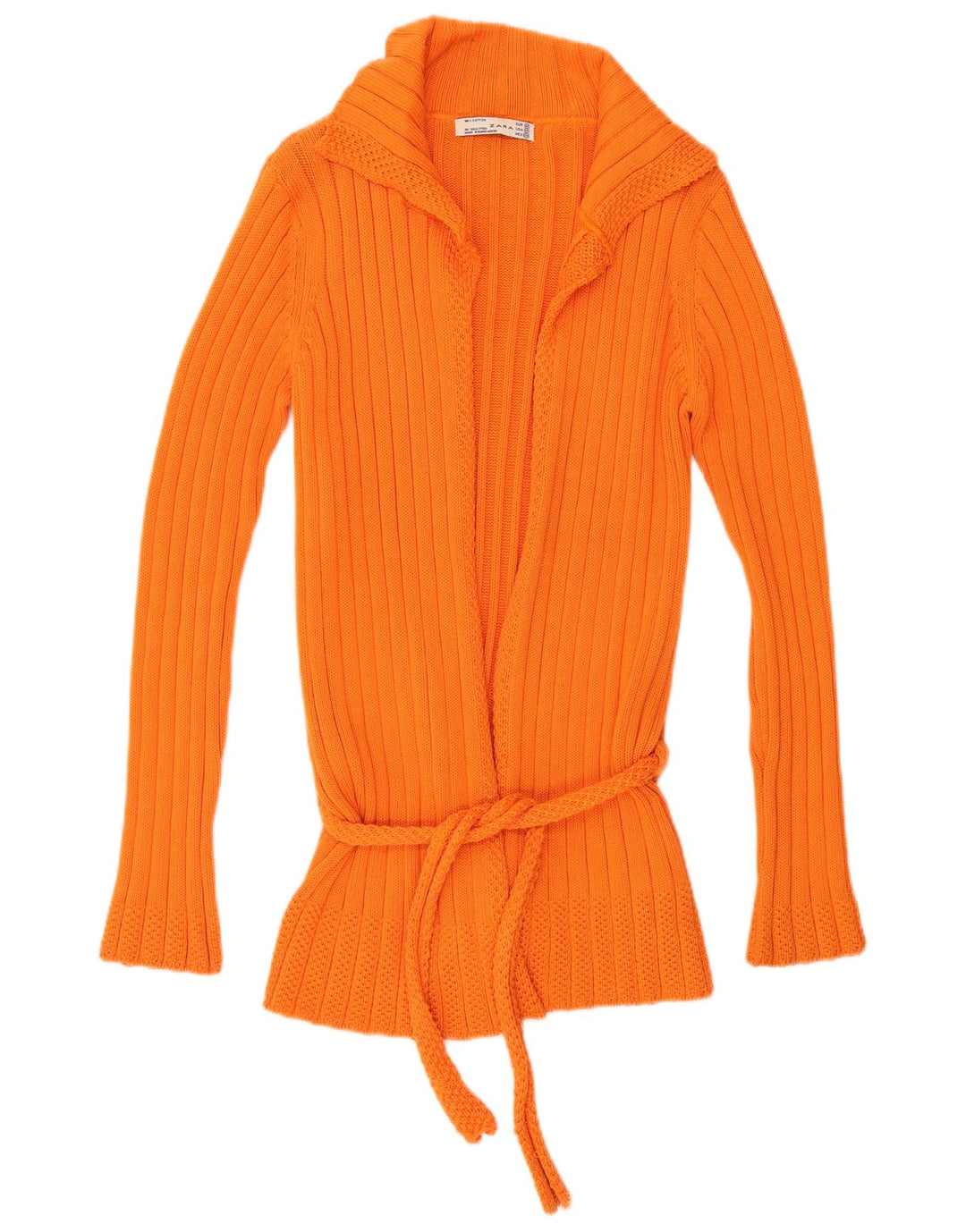 Zara Womens Cardigan Sweater UK 12 Medium Orange Cotton