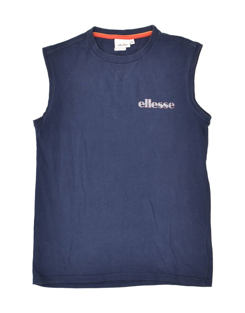 ELLESSE Mens Graphic Vest Top Medium Navy Blue Cotton | Vintage Ellesse | Thrift | Second-Hand Ellesse | Used Clothing | Messina Hembry 