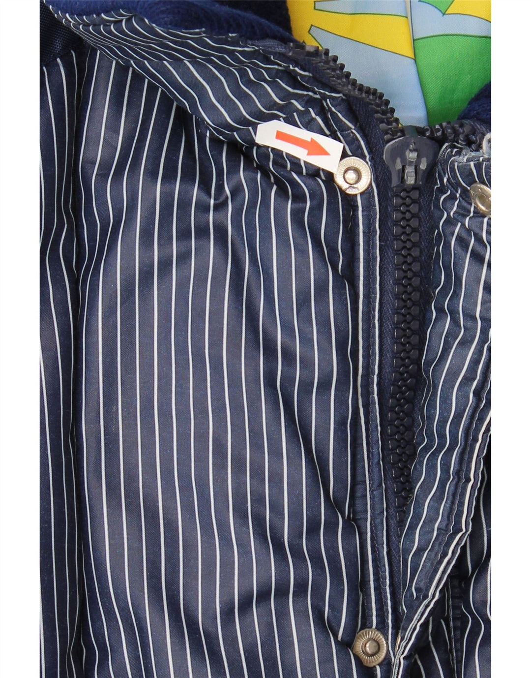 Vintage Mens Graphic Padded Jacket UK 40 Large Navy Blue Pinstripe