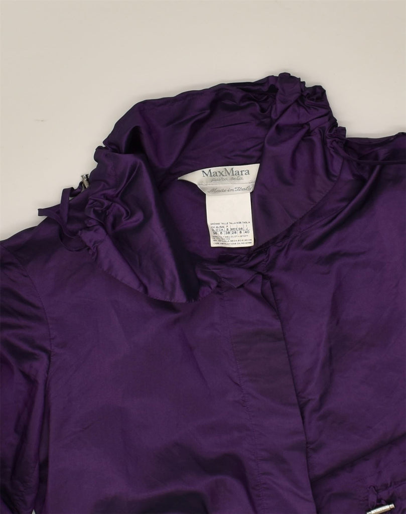 MAX MARA Womens Overcoat UK 8 Small Purple Silk | Vintage Max Mara | Thrift | Second-Hand Max Mara | Used Clothing | Messina Hembry 