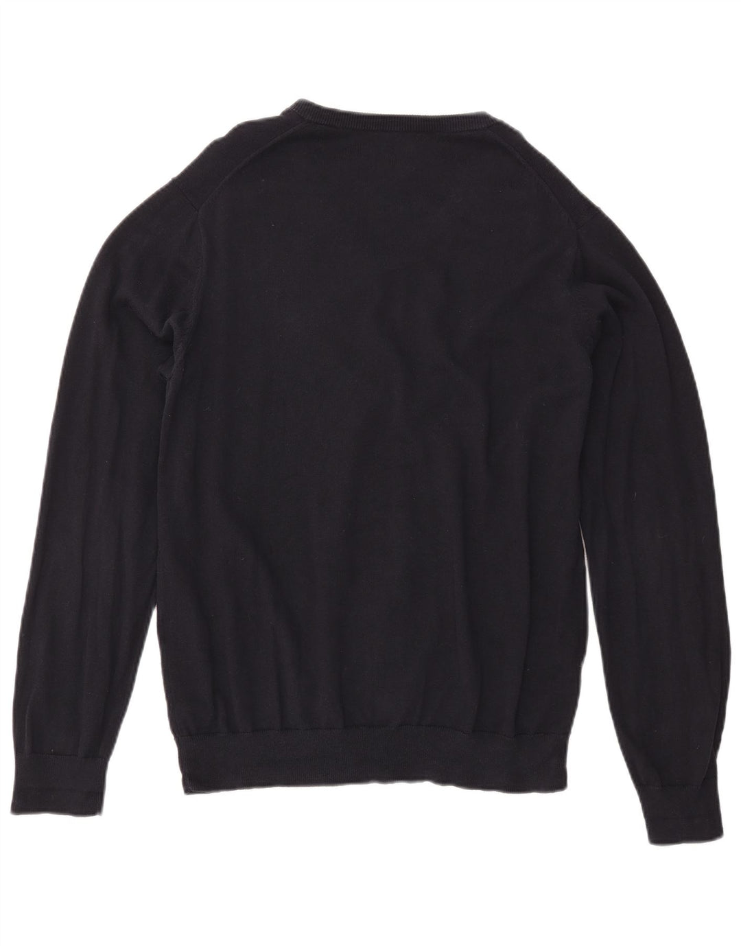 Gant Mens V-Neck Jumper Sweater Large Navy Blue Cotton