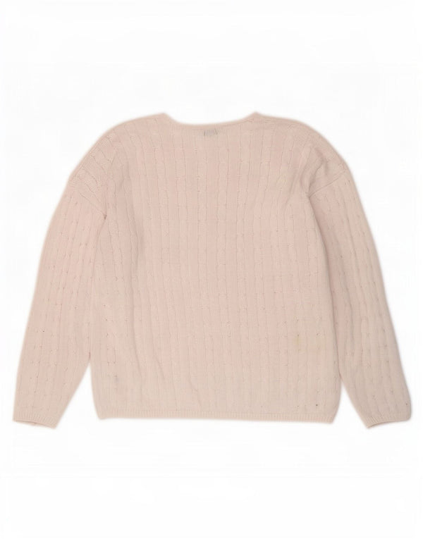 Marks & Spencer Womens Boat Neck Jumper Sweater UK 16 Large Pink Cotton