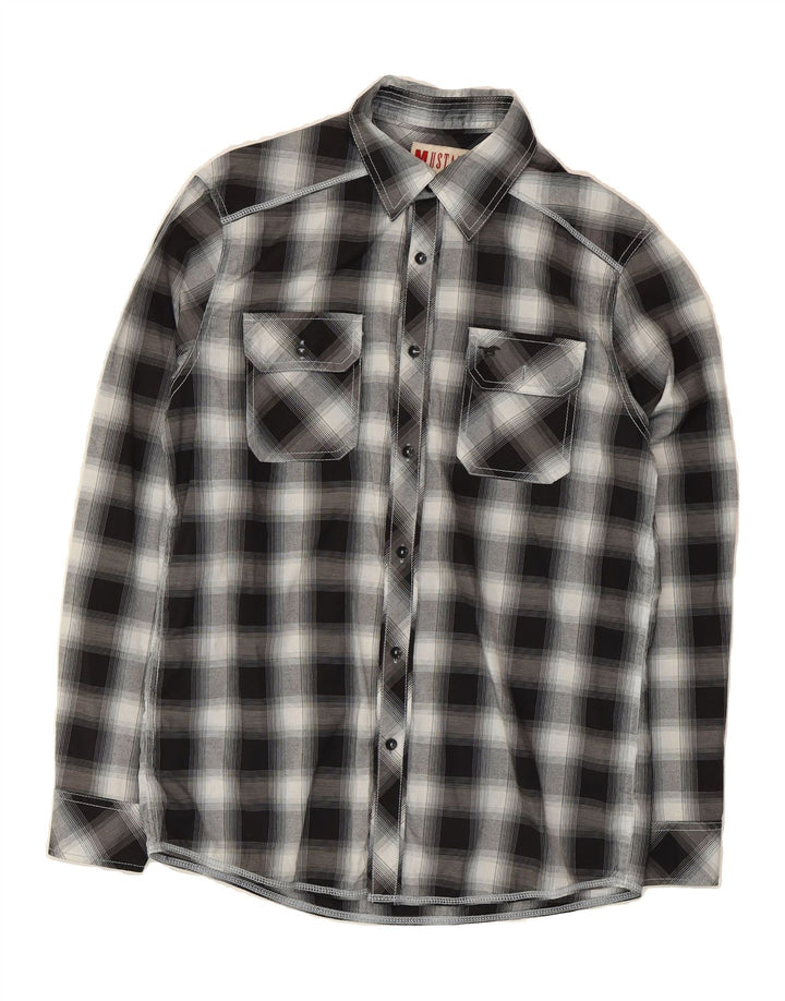 MUSTANG Mens Shirt Small Black Check Vintage Mustang and Second-Hand Mustang from Messina Hembry 
