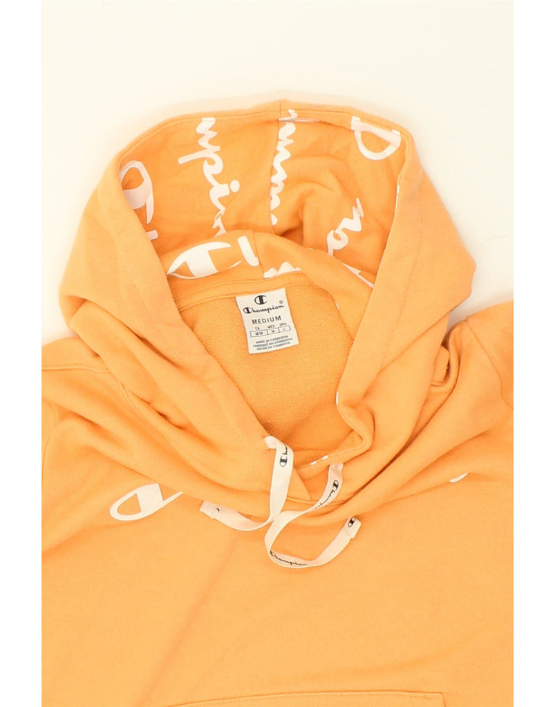 CHAMPION Womens Graphic Hoodie Jumper UK 14 Medium Yellow | Vintage Champion | Thrift | Second-Hand Champion | Used Clothing | Messina Hembry 