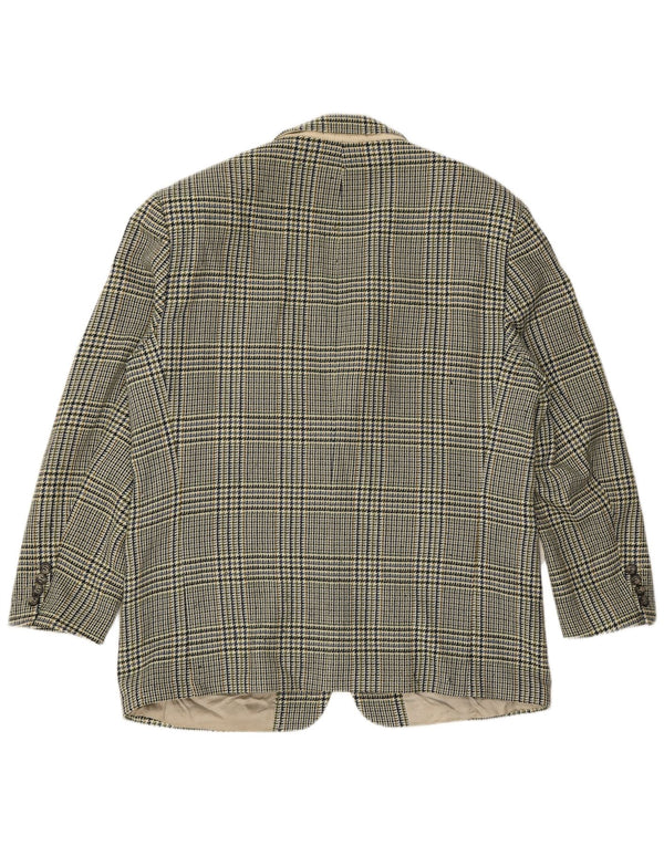 HUGO BOSS Mens 2 Button Blazer Jacket UK 40 Large Green Houndstooth