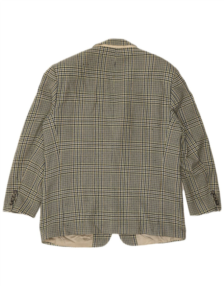 HUGO BOSS Mens 2 Button Blazer Jacket UK 40 Large Green Houndstooth