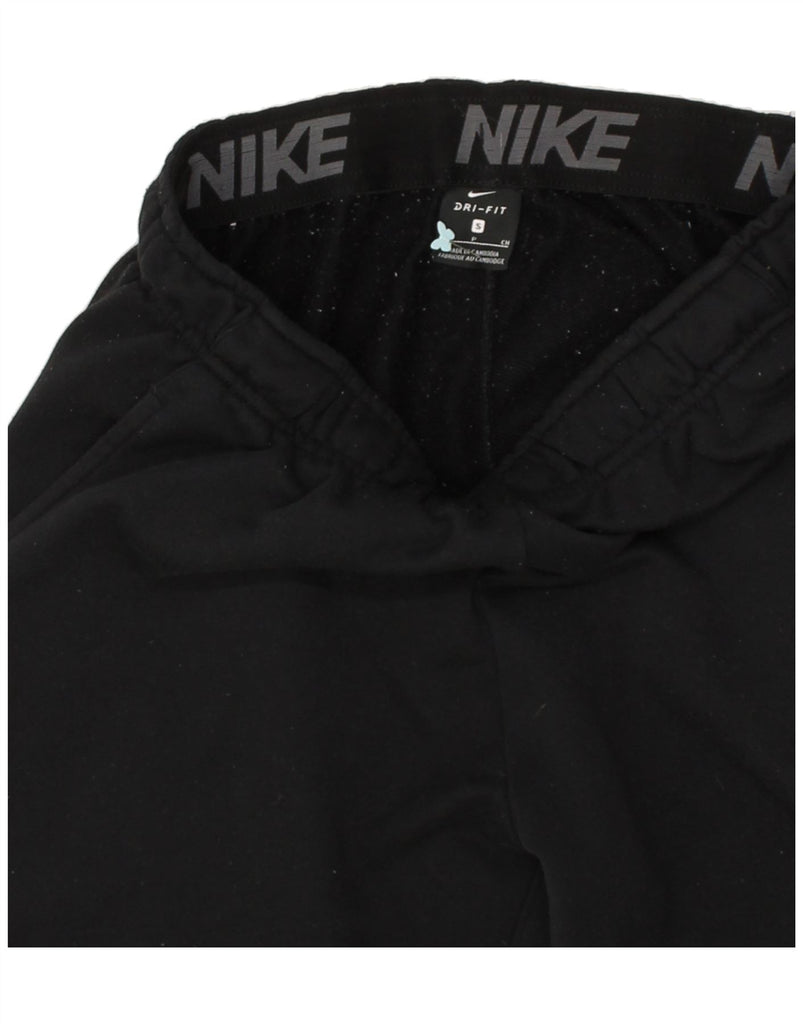 NIKE Mens Dri Fit Graphic Tracksuit Trousers Joggers Small Black Polyester | Vintage Nike | Thrift | Second-Hand Nike | Used Clothing | Messina Hembry 