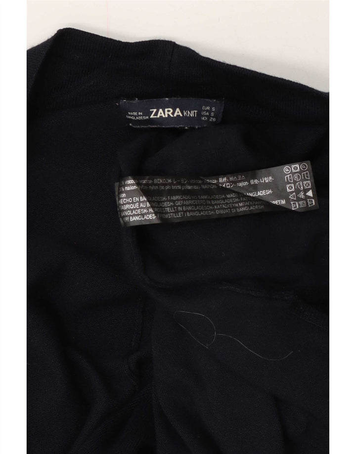 Zara Womens Oversized Longline Open Cardigan Sweater UK 10 Small Navy Blue