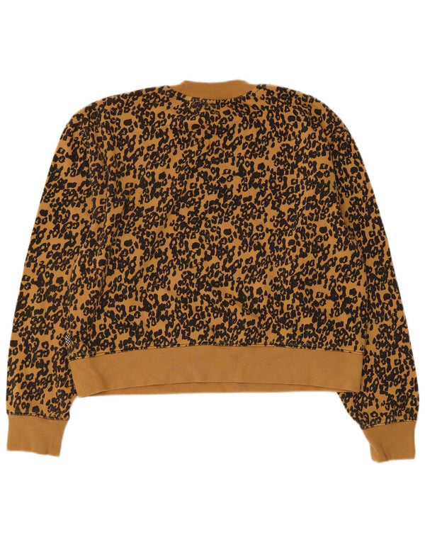 Vans Womens Crop Oversized Sweatshirt Jumper UK 10 Small Brown Animal Print