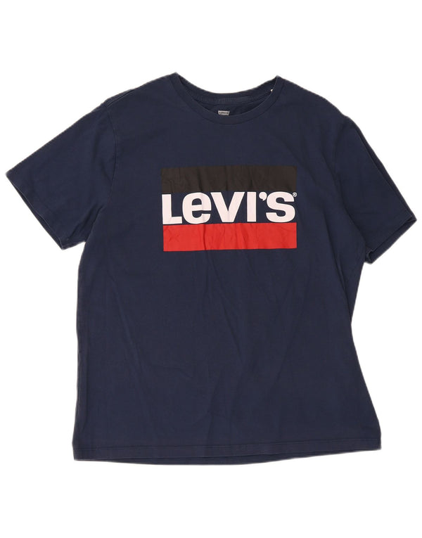 Levi's Womens Graphic T-Shirt Top UK 16 Large Navy Blue Cotton