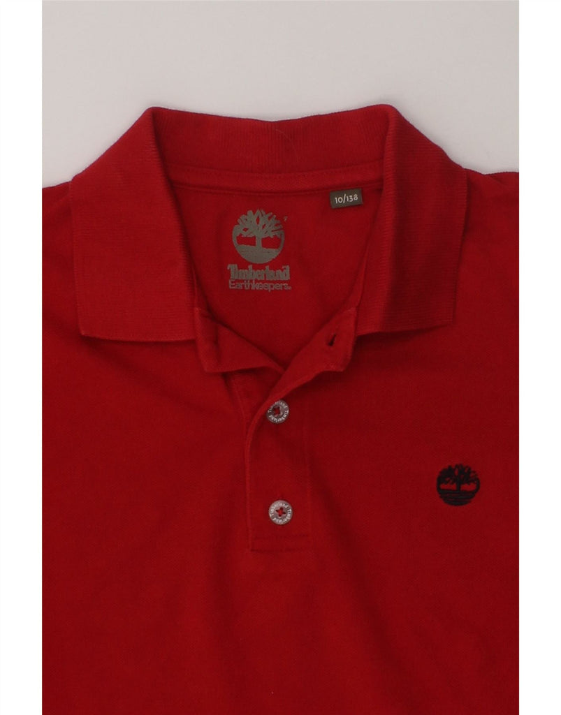 TIMBERLAND Boys Long Sleeve Polo Shirt 9-10 Years Red Cotton | Vintage Timberland | Thrift | Second-Hand Timberland | Used Clothing | Messina Hembry 