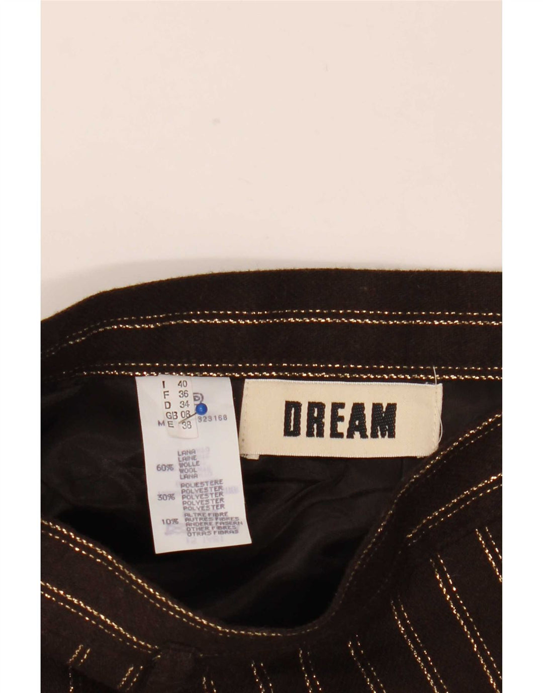Dream Womens A-Line Skirt UK 8 Small W24 Brown Striped Wool