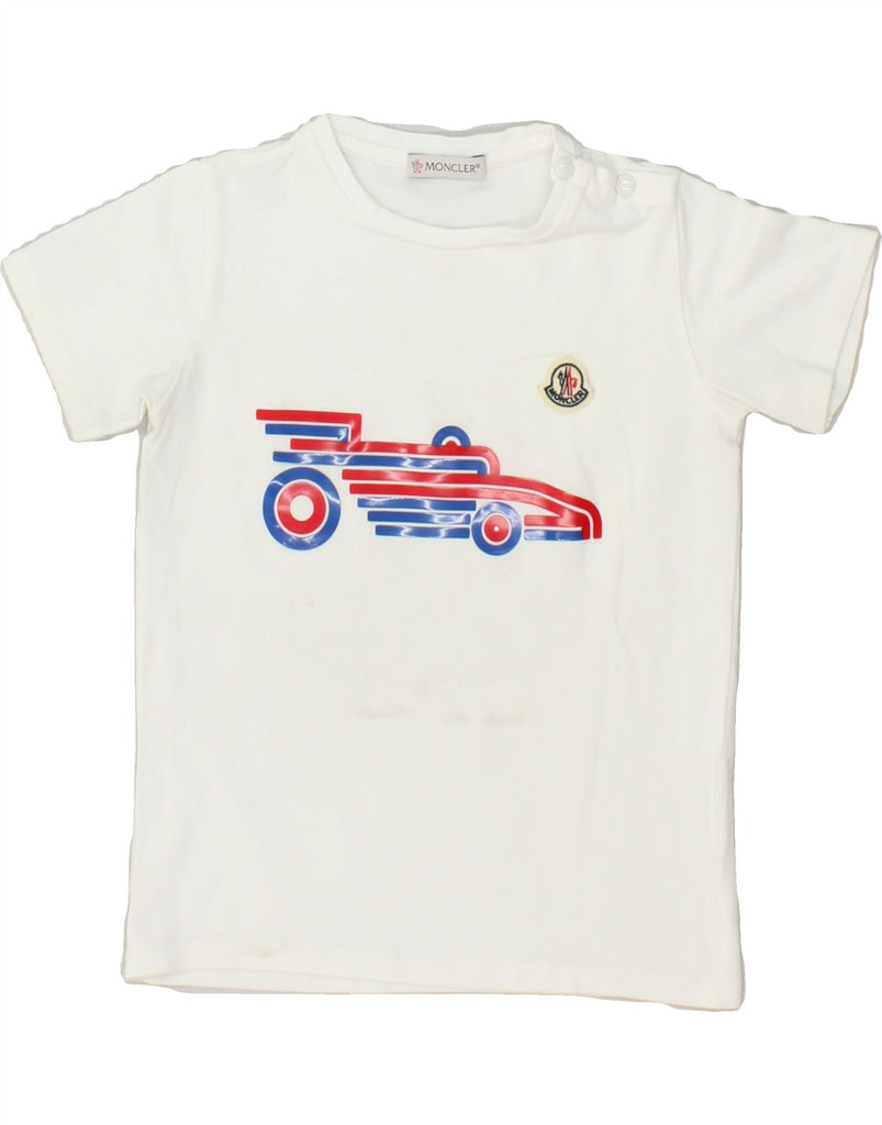 MONCLER Baby Boys Graphic T-Shirt Top 9-12 Months White | Vintage Moncler | Thrift | Second-Hand Moncler | Used Clothing | Messina Hembry 