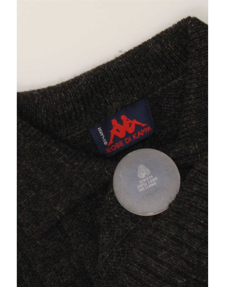 Kappa Mens Cardigan Sweater XL Grey Wool