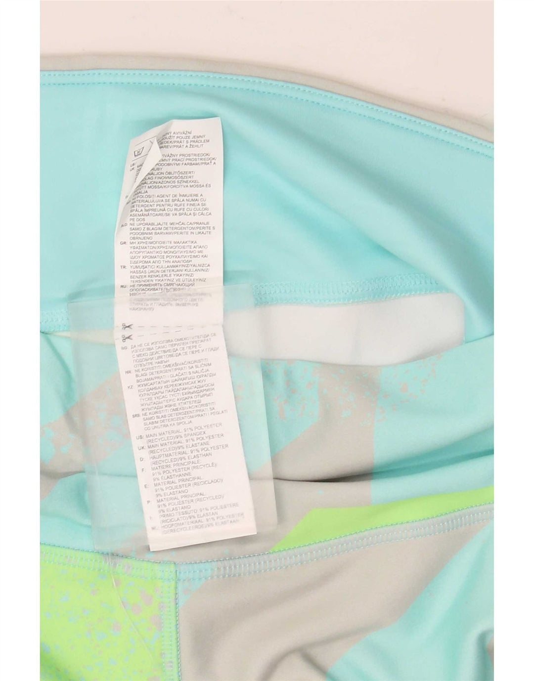 Reebok Womens Capri Leggings UK 12/14 Medium Turquoise Geometric Polyester