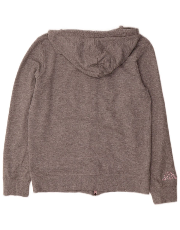 Kappa Womens Graphic Zip Hoodie Sweater UK 12 Medium Grey Cotton