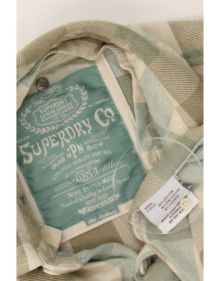 Superdry Mens Flannel Shirt Medium Green Gingham Cotton