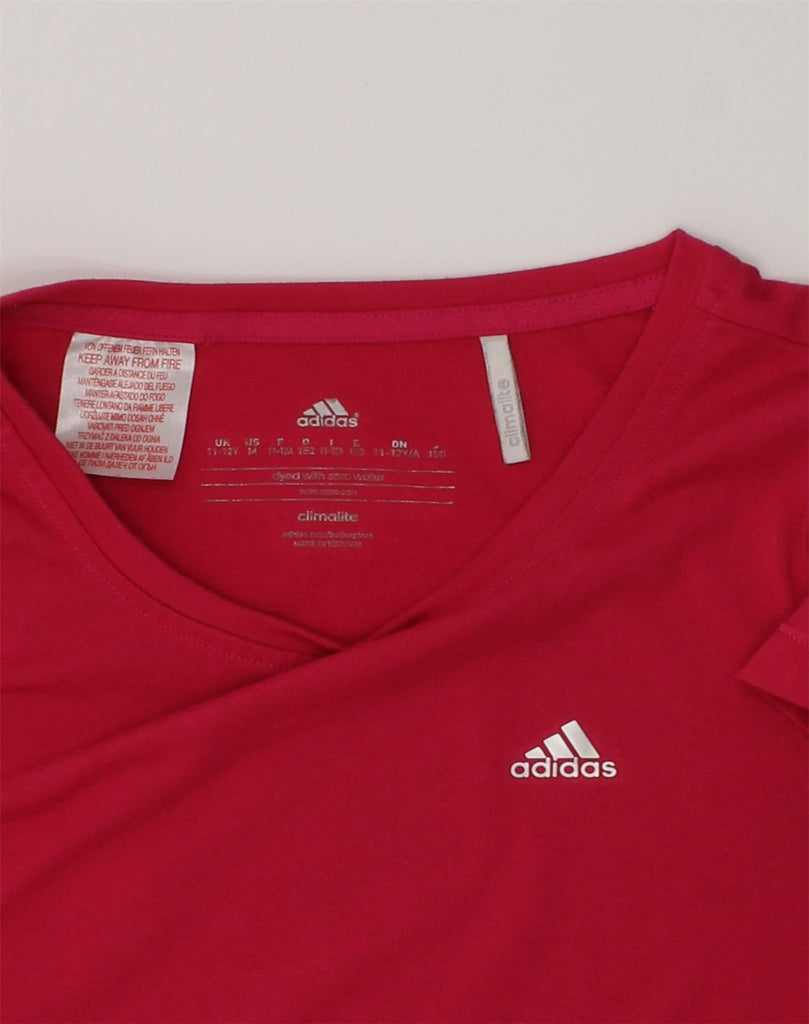 ADIDAS Girls Climalite T-Shirt Top 11-12 Years Red Polyester | Vintage Adidas | Thrift | Second-Hand Adidas | Used Clothing | Messina Hembry 