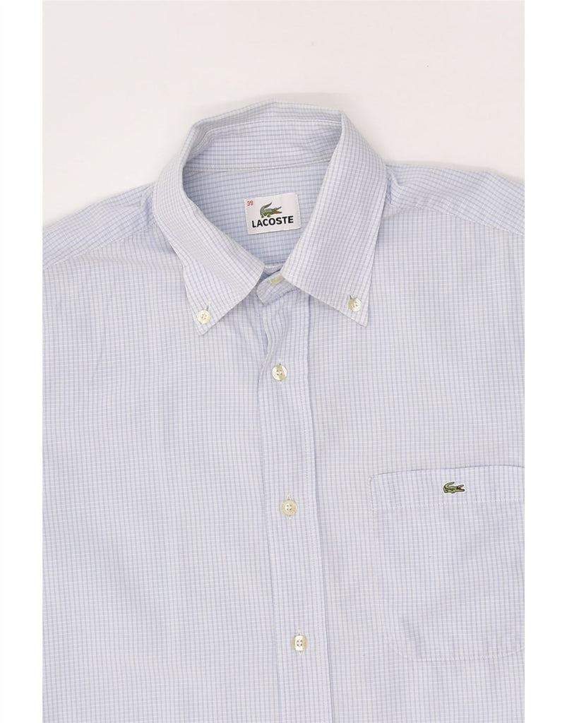 LACOSTE Mens Short Sleeve Shirt Size 39 Medium Blue Check Cotton | Vintage Lacoste | Thrift | Second-Hand Lacoste | Used Clothing | Messina Hembry 