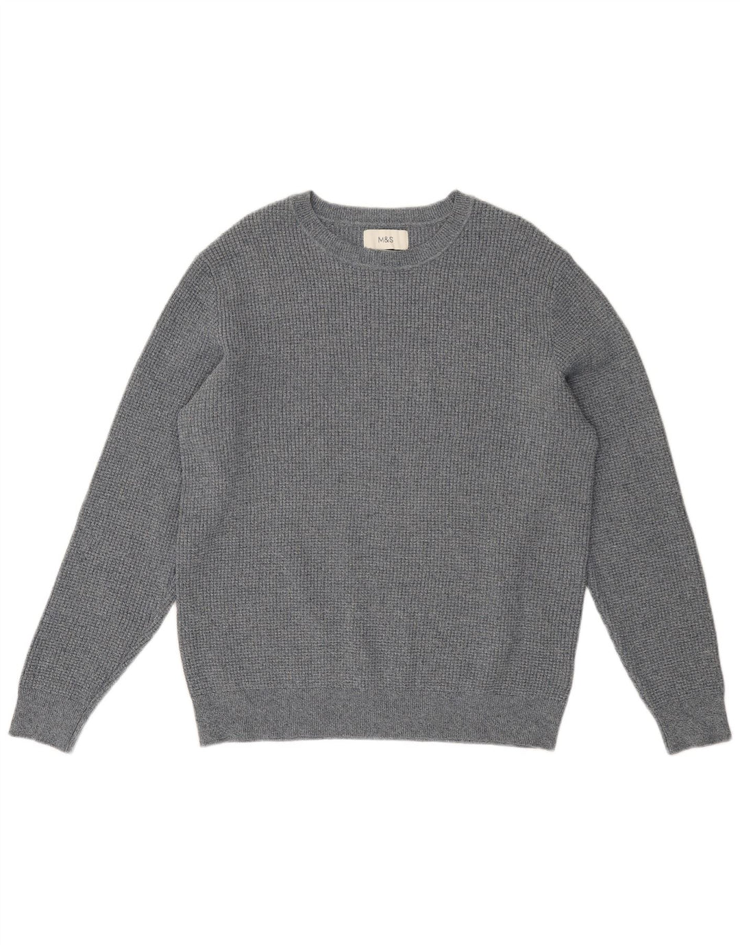 Marks & Spencer Mens Boat Neck Jumper Sweater Large Grey Flecked Cotton