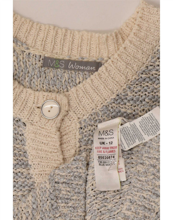 Marks & Spencer Womens Cardigan Sweater UK 12 Medium Silver Flecked