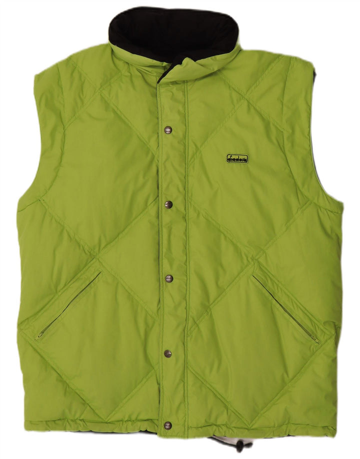 DIADORA Mens Loose Fit Reversible Padded Gilet UK 38 Medium Green
