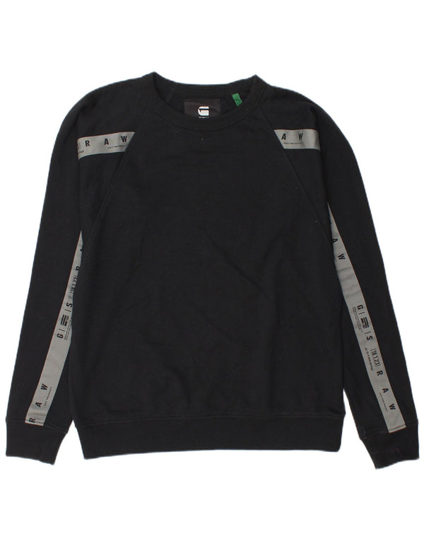 G-Star Mens Graphic Sweatshirt Jumper Large Black Colourblock Cotton