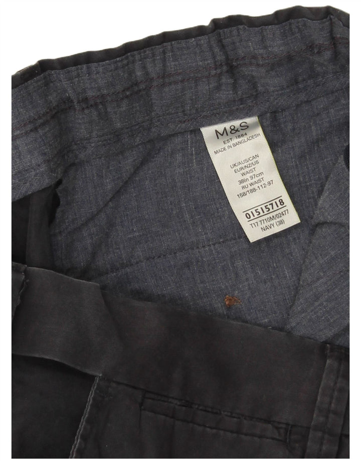 Marks & Spencer Mens Chino Shorts W38 XL Navy Blue Cotton