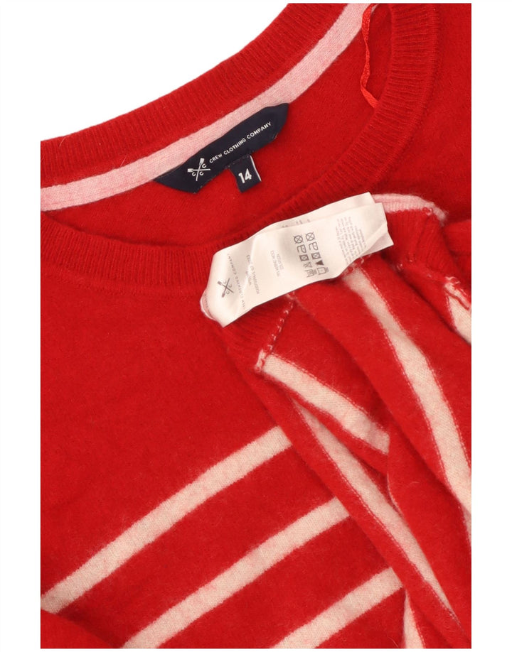 CREW CLOTHING Womens Boat Neck Jumper Sweater UK 14 Large Red Striped Wool