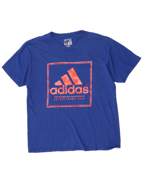 Adidas Mens Graphic T-Shirt Top XL Blue Cotton