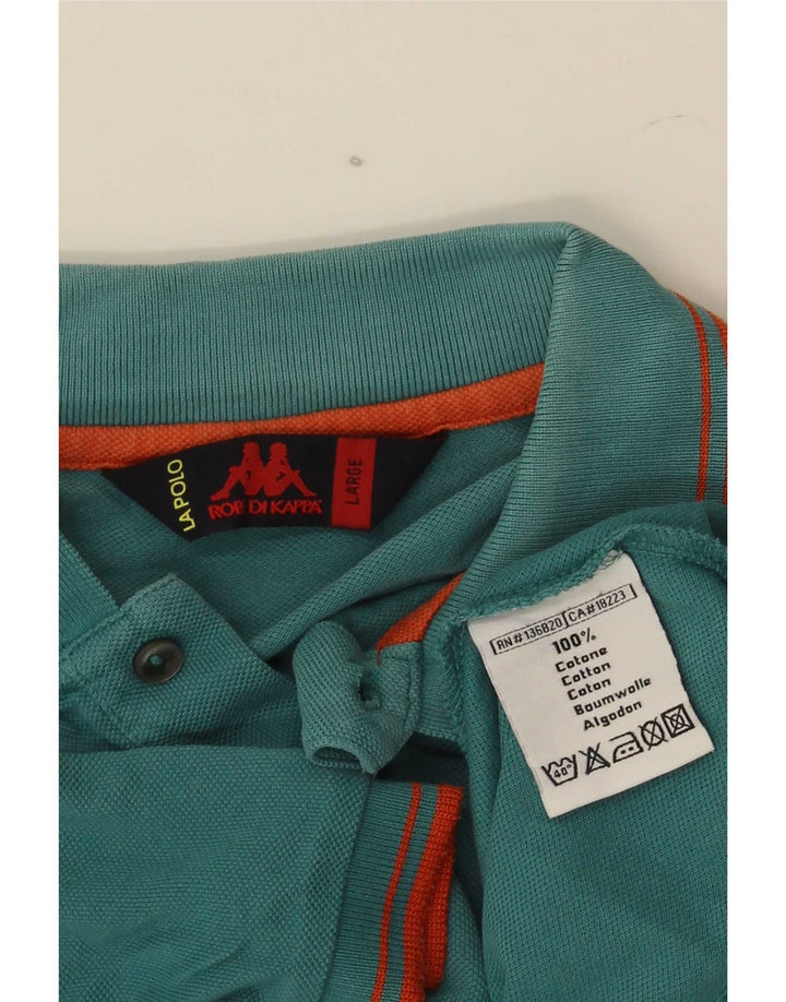 Kappa Mens Polo Shirt Large Green Striped Cotton