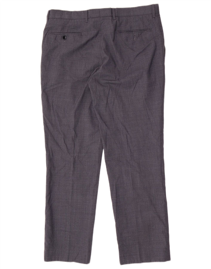 Marks & Spencer Mens Autograph Straight Suit Trousers W34 L29 Blue Wool