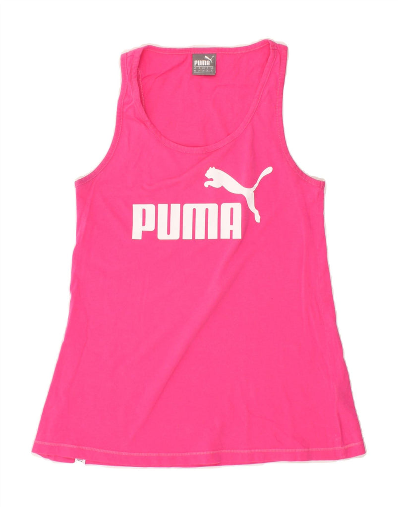 PUMA Womens Graphic Vest Top UK 8 Small Pink Cotton Vintage Puma and Second-Hand Puma from Messina Hembry 