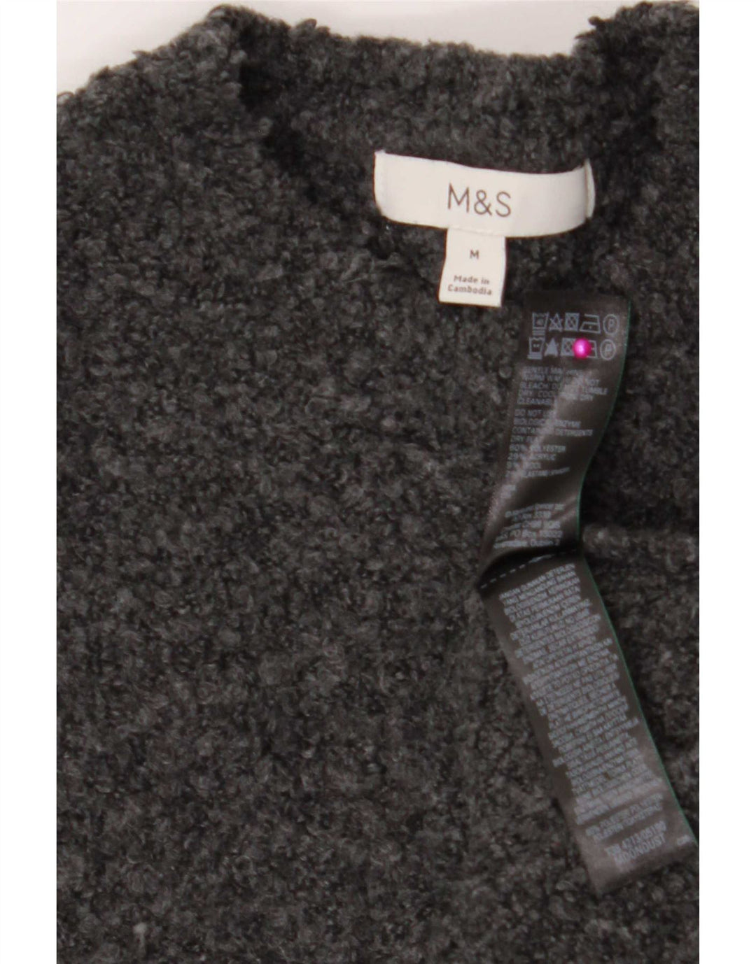 Marks & Spencer Womens Crew Neck Jumper Sweater UK 14 Medium Grey Polyester