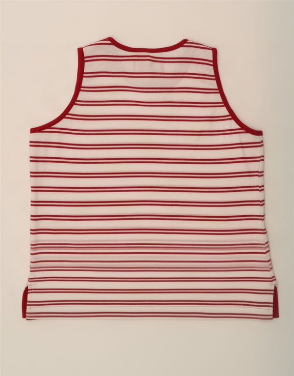 Marks & Spencer Womens Vest Top UK 16 Large Red Striped Cotton