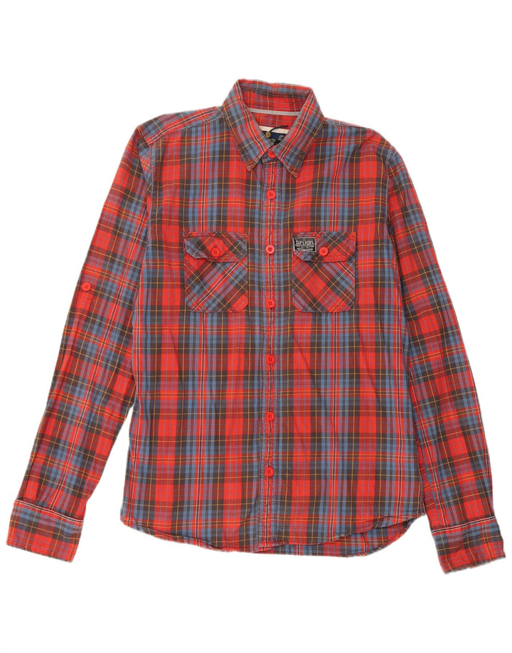 Superdry Mens Flannel Shirt XL Red Check Cotton