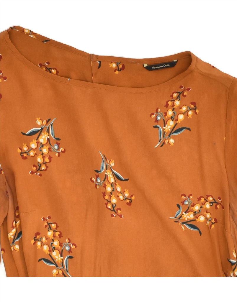 MASSIMO DUTTI Womens Long Sleeve Blouse Top EU 36 Small Brown Floral Silk | Vintage Massimo Dutti | Thrift | Second-Hand Massimo Dutti | Used Clothing | Messina Hembry 