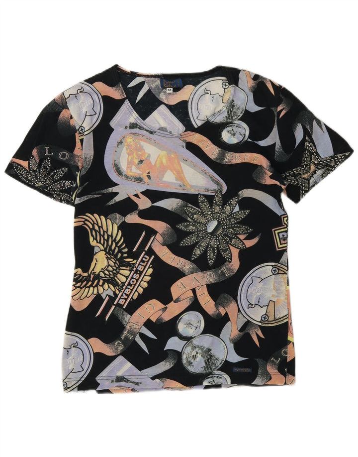 Byblos Womens Graphic T-Shirt Top UK 12 Medium Multicoloured Cotton