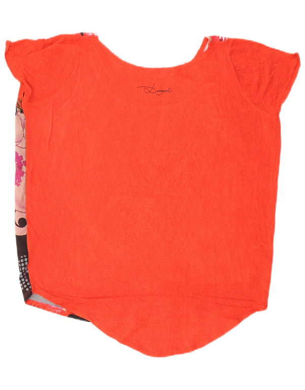 Desigual Womens Crazy Pattern Oversized T-Shirt Top UK 10 Small Red Floral