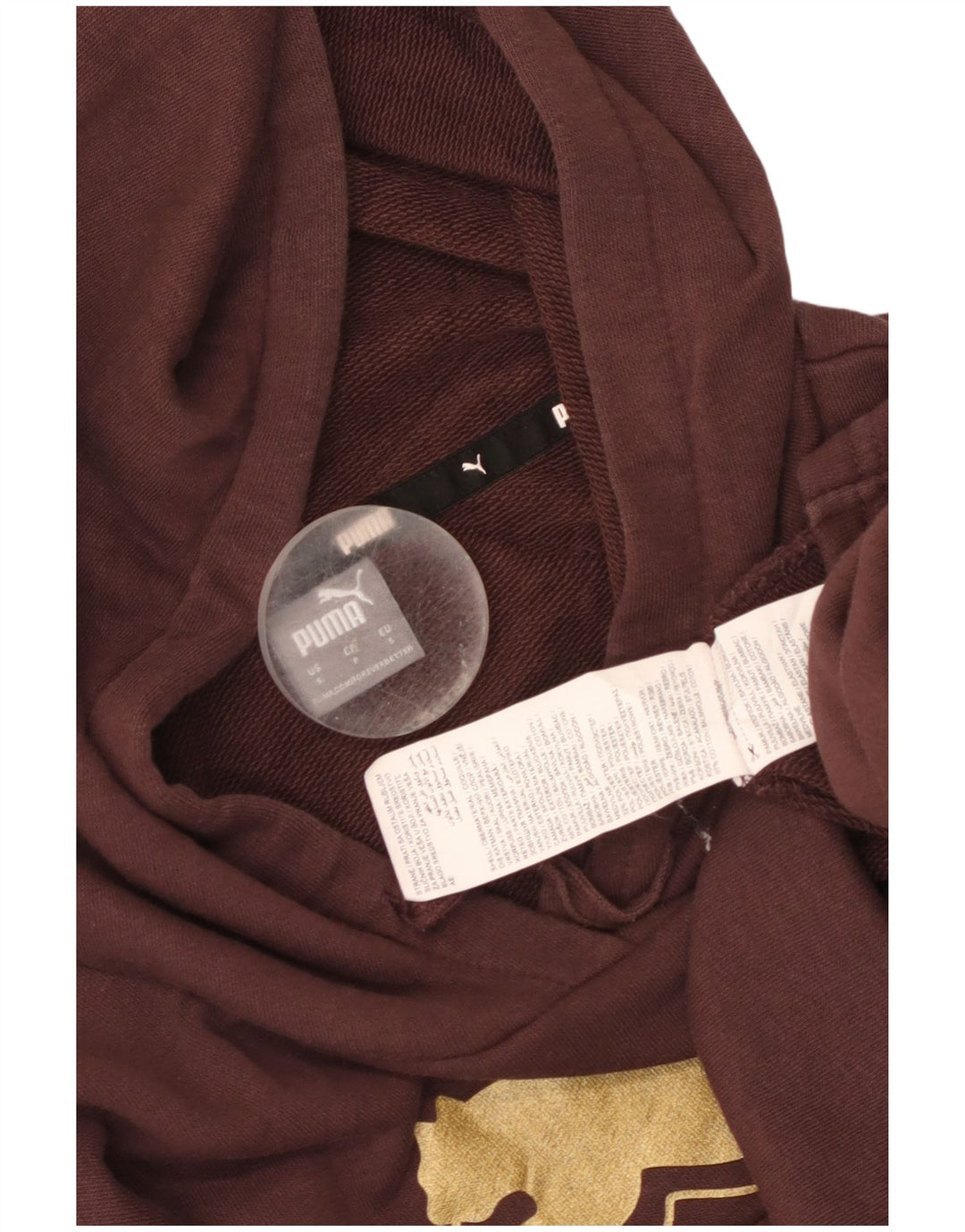 Puma Womens Crop Oversized Hoodie Jumper UK 10 Small Brown Cotton