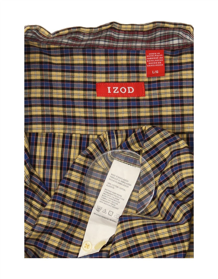 IZOD Mens Grant Fit Flannel Shirt Large Yellow Check Cotton Vintage Izod and Second-Hand Izod from Messina Hembry 