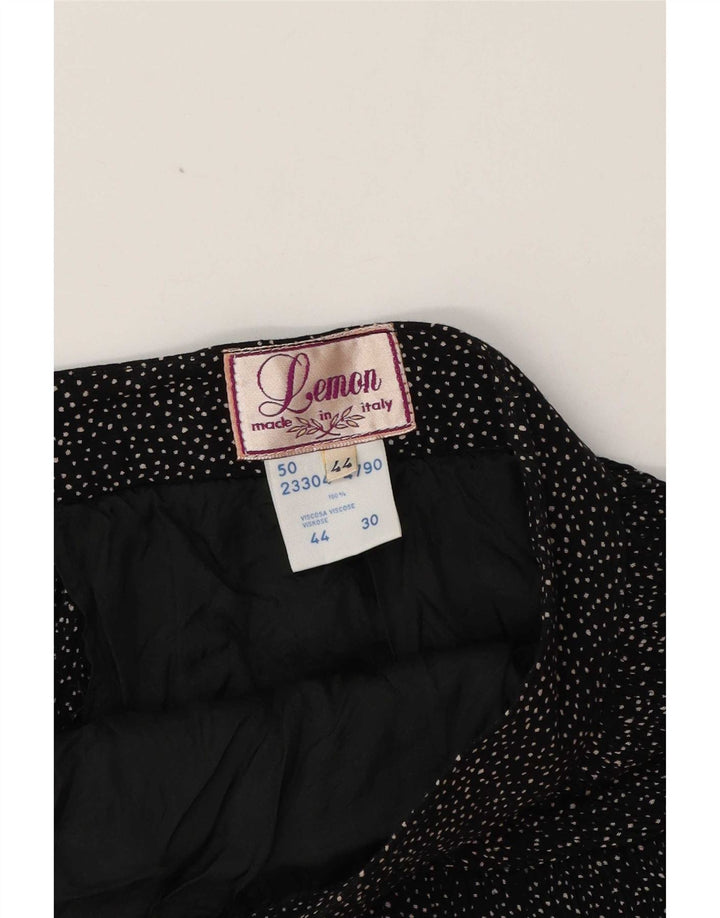 Lemon Womens Midi Skirt IT 44 Medium W30 Black Spotted Viscose