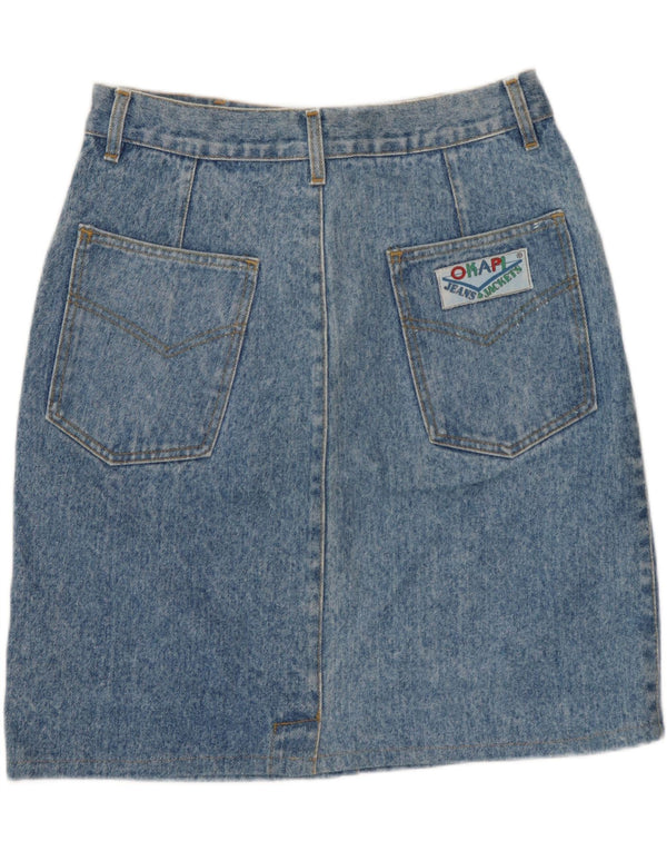 VINTAGE Womens Denim Skirt W32 Large Blue Cotton