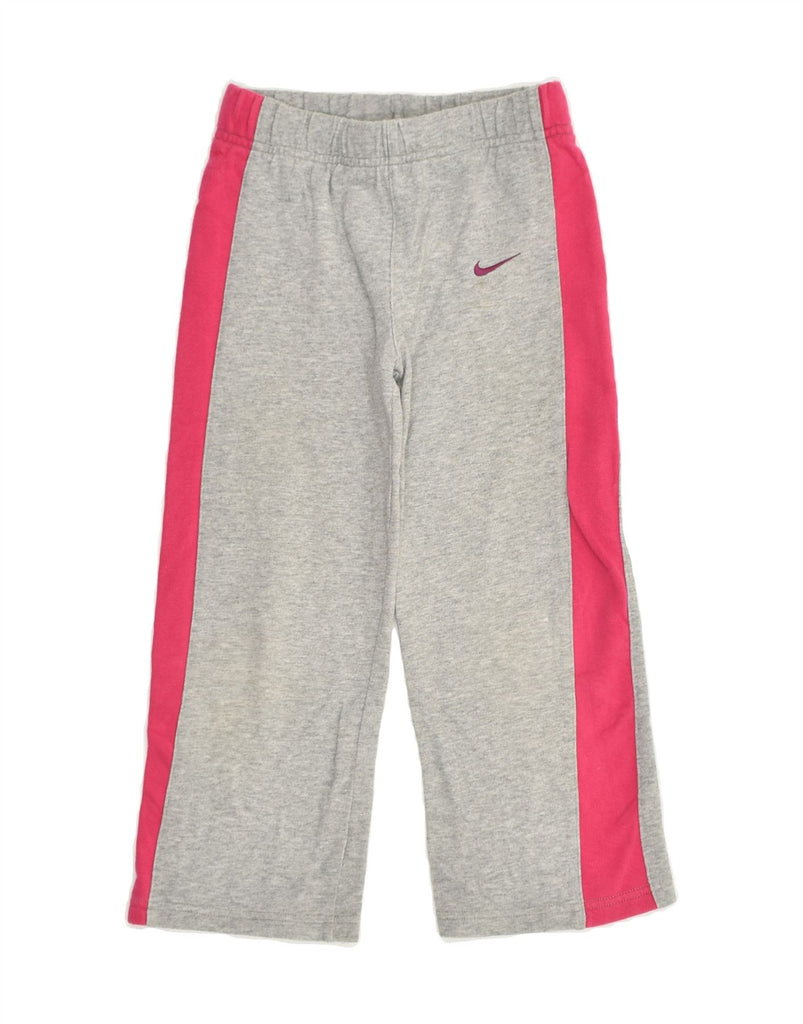 NIKE Girls Tracksuit Trousers 5-6 Years Medium Grey Colourblock Cotton | Vintage Nike | Thrift | Second-Hand Nike | Used Clothing | Messina Hembry 