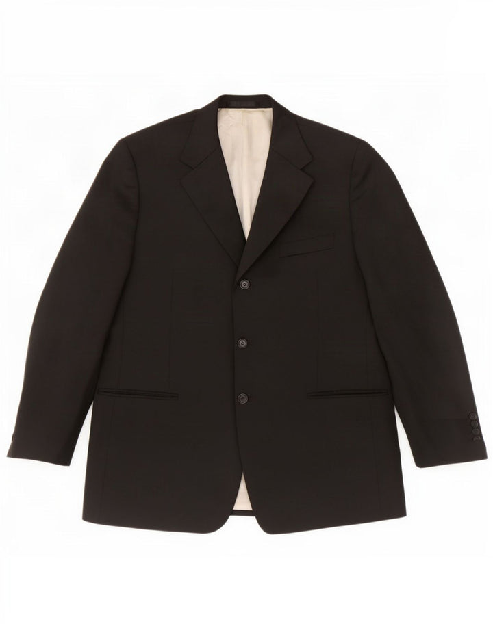 Marks & Spencer Mens 3 Button Blazer Jacket UK 44 XL Black Wool