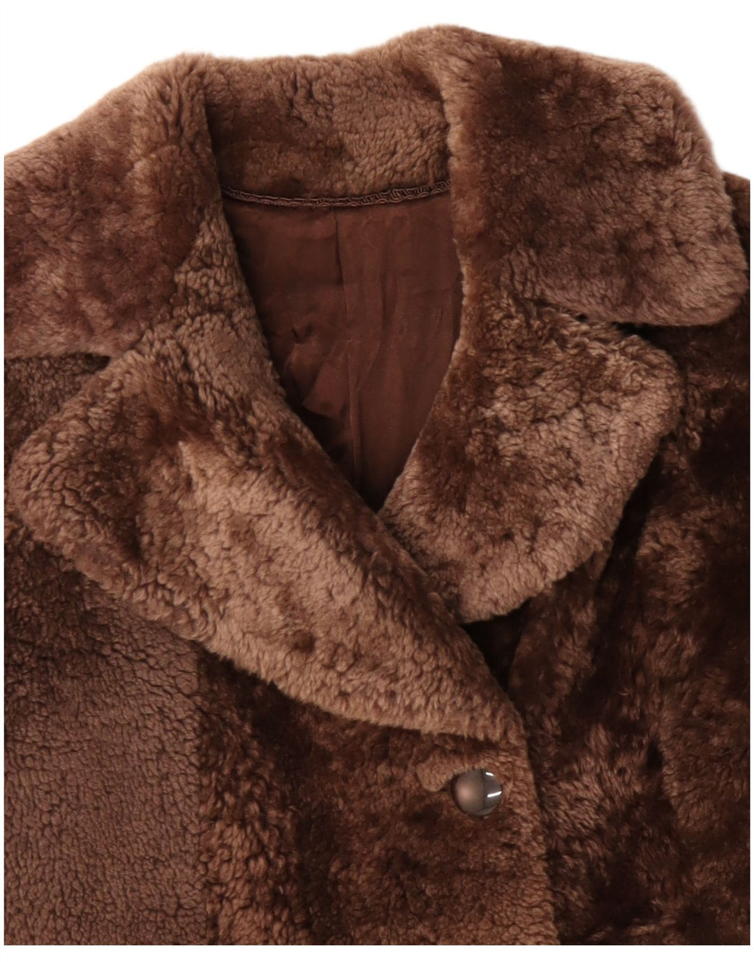 Anfor Womens Double Breasted Shearling Jacket IT 44 Medium Brown