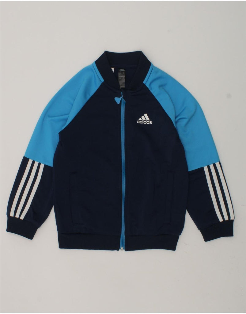 ADIDAS Boys Graphic Tracksuit Top Jacket 3-4 Years Navy Blue Colourblock | Vintage Adidas | Thrift | Second-Hand Adidas | Used Clothing | Messina Hembry 