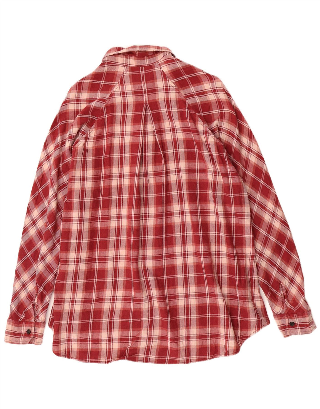 EDDIE BAUER Womens Loose Fit Longline Flannel Shirt UK 14 Medium Red Check